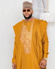 Men’s Traditional Bazin Riche 3PC Set – Embroidered Long Sleeve Top & Pants - Free Delivery Worldwide only at Flexi Africa