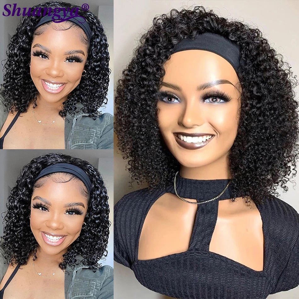 100% Human Hair Afro Kinky Curly Headband Wig with 200 Density - Free Delivery Worldwide only at Flexi Africa