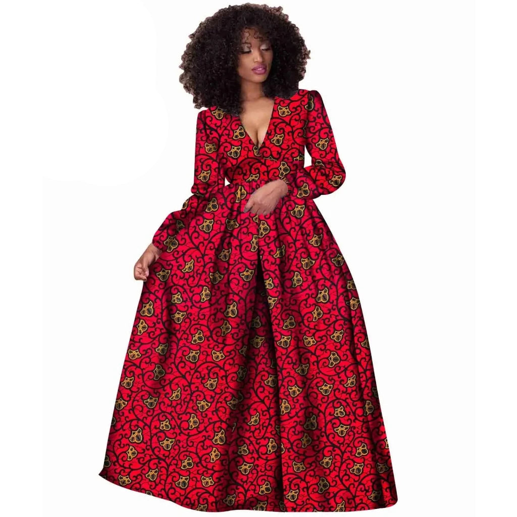 2026African Women Dress Ankara Print Pure Cotton Bazin Riche New Style Dress African Fabric Dashiki Outfits Maxi Dress S1825021 - Free Delivery Worldwide only at Flexi Africa