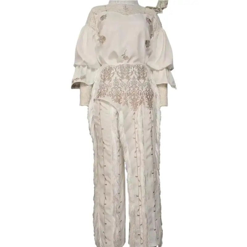 2PC African Wedding Party Ensemble: Autumn Elegance with Long Sleeve O-neck - Flexi Africa Free Delivery www.flexiafrica.com