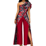2PC African Women’s Ankara Pant Set – Stylish Off - Shoulder Top and Trousers - Free Delivery Worldwide only at Flexi Africa