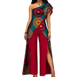 2PC African Women’s Ankara Pant Set – Stylish Off - Shoulder Top and Trousers - Free Delivery Worldwide only at Flexi Africa