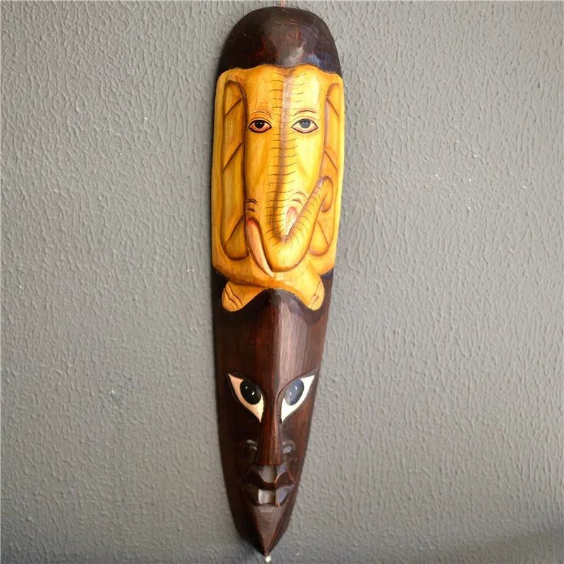 Style Wall Hanging Pendant Wood Carving African Face Mask Creative Retro Home Bar Hotel Decoration - Free Delivery Worldwide only at Flexi Africa