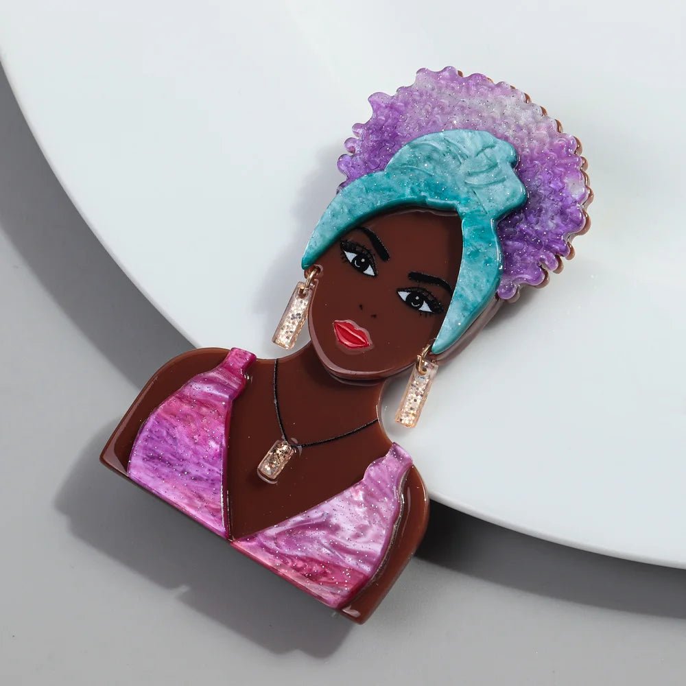 6 Color Glitter Acrylic Bikini African Lady Brooches Beauty Black Girl Figure Brooch Lapel Pin Jewelry Accessories - Flexi Africa - Flexi Africa offers Free Delivery Worldwide - Vibrant African traditional clothing showcasing bold prints and intricate designs