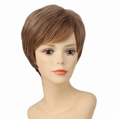 6" Length Amir Synthetic Brown Wig - Short Blonde Wigs Natural Wave Haircut, Puffy Straight Hair - Free Delivery Worldwide