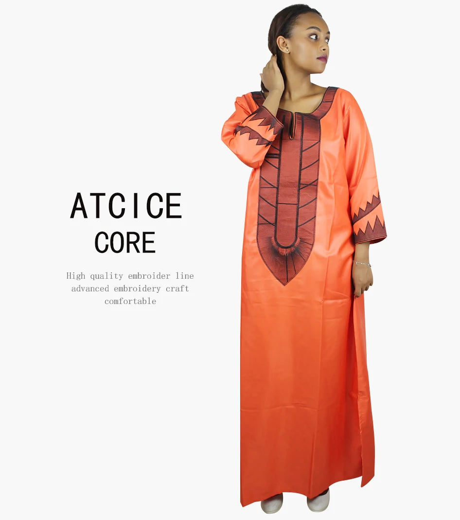 Buy African Dresses For Woman Soft Material Embroidery Design Long Dress Without Scarf for only $14.23 at Flexi Africa!