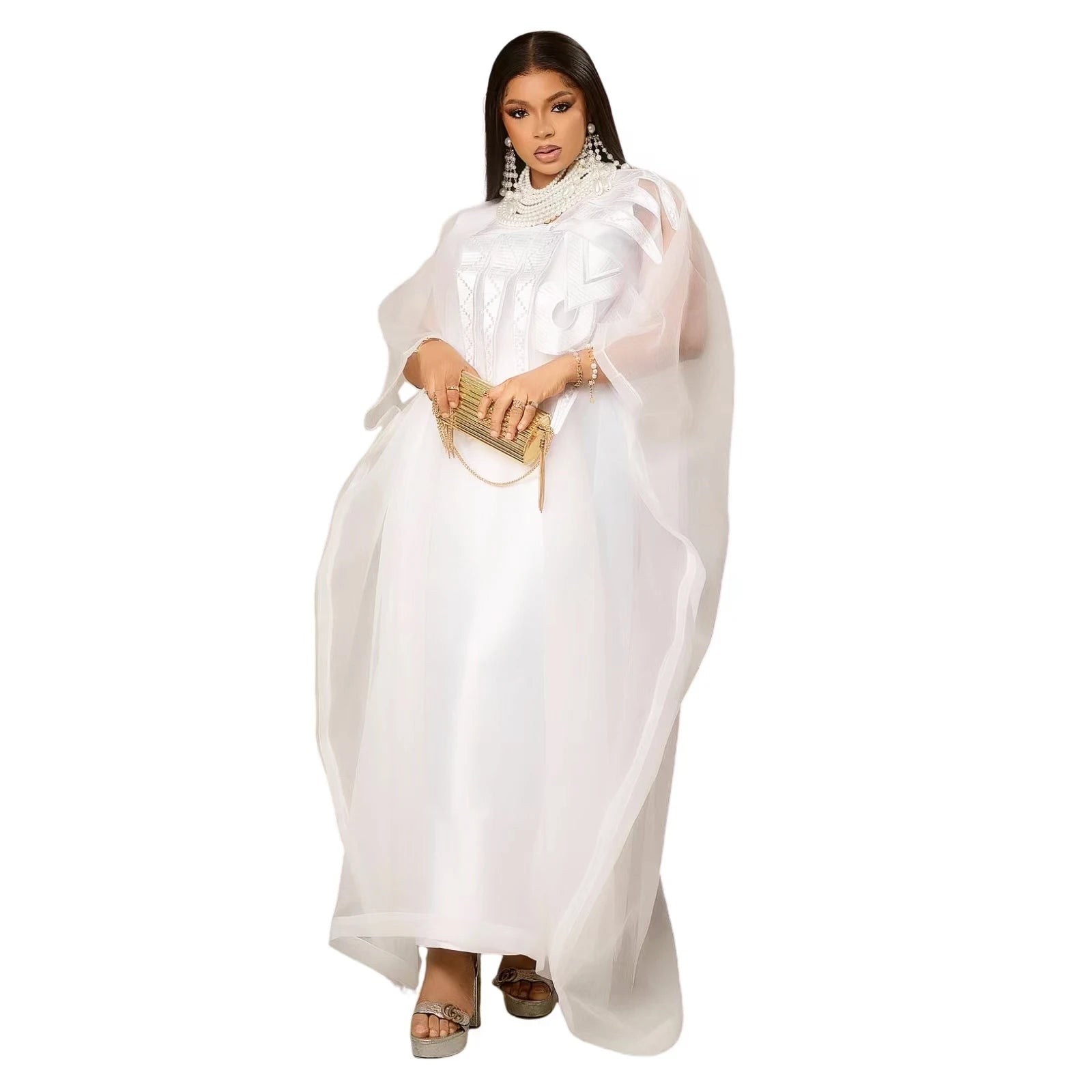 Buy Elegant African White Dress with Embroidery | Plus Size Women's Party & Church Attire for only $40.85 at Flexi Africa!