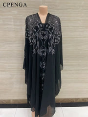 2022 New Muslim Robes Ladies Abaya African Dresses for Women Summer Chiffon Pearl Long Maxi Dress Traditional Clothing Plus Size - Free Delivery Worldwide only at Flexi Africa