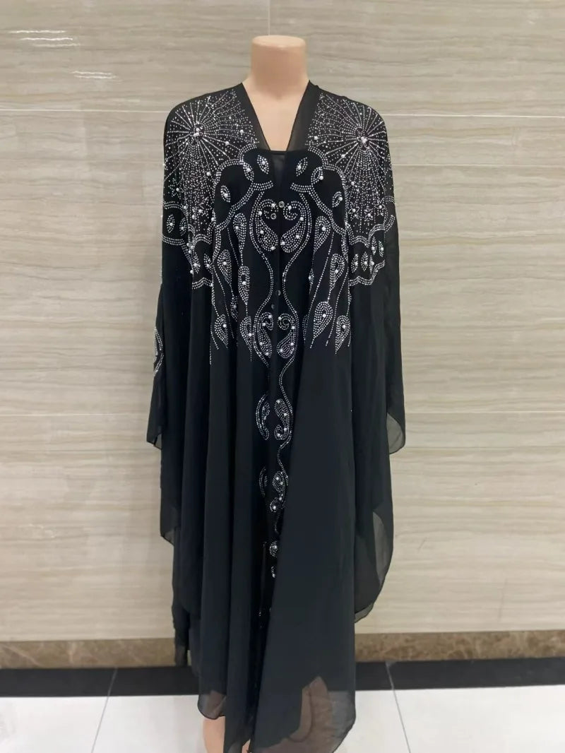 2022 New Muslim Robes Ladies Abaya African Dresses for Women Summer Chiffon Pearl Long Maxi Dress Traditional Clothing Plus Size - Free Delivery Worldwide only at Flexi Africa