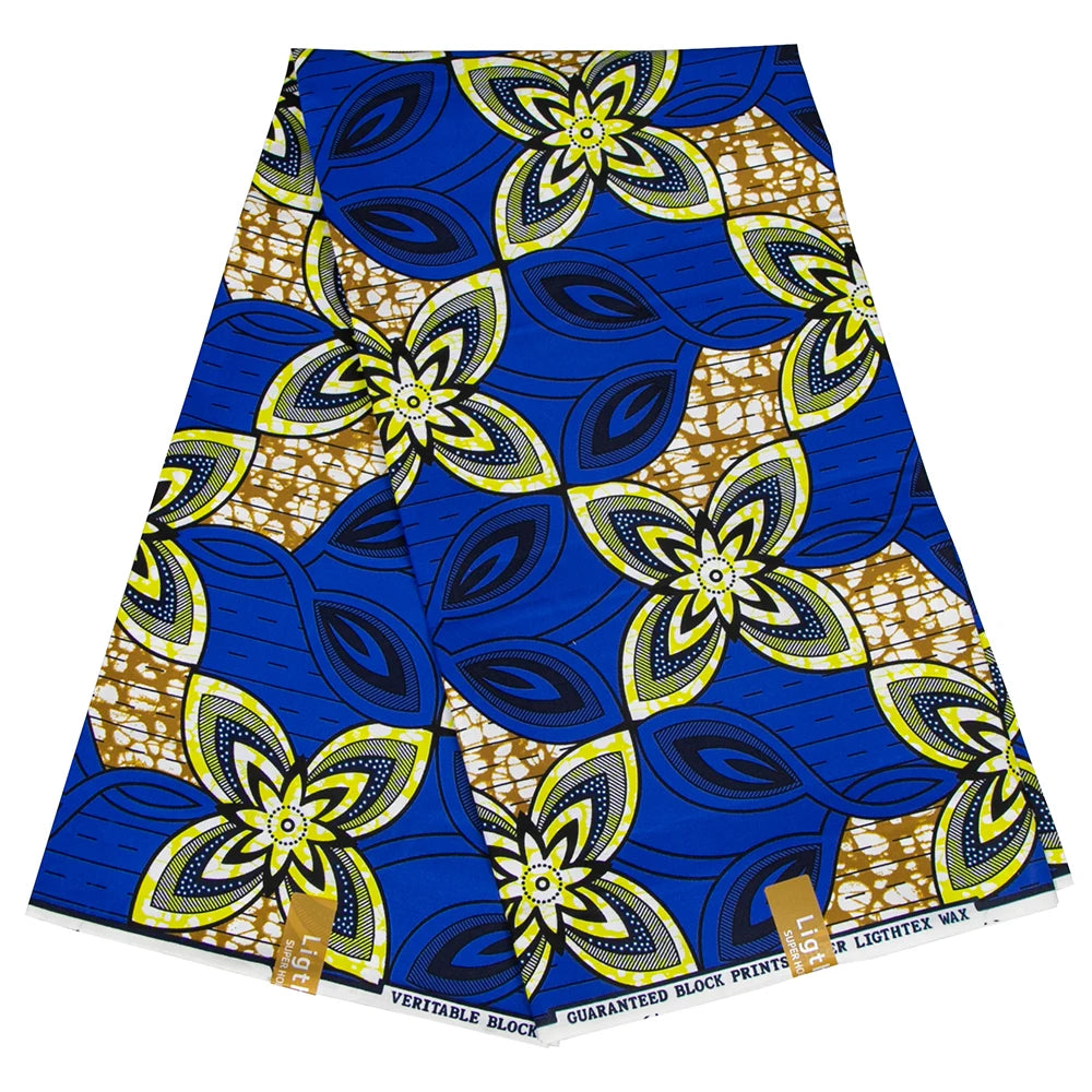 Buy African Ankara Wax Print Fabric – 100% Polyester Block Pattern Material for Sewing for only $4.31 at Flexi Africa!