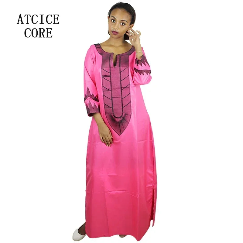 Buy African Dresses For Woman Soft Material Embroidery Design Long Dress Without Scarf for only $14.23 at Flexi Africa!