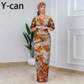 Elegant African Off-Shoulder Maxi Dress with Matching Headscarf & Earrings