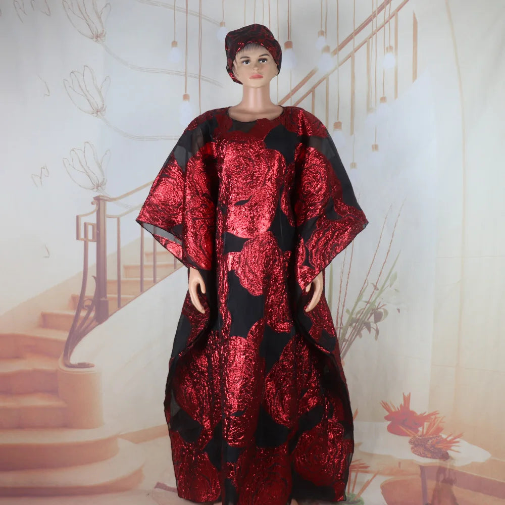 African Women’s 2PC Dress Set with Matching Headscarf – Ethnic Wear