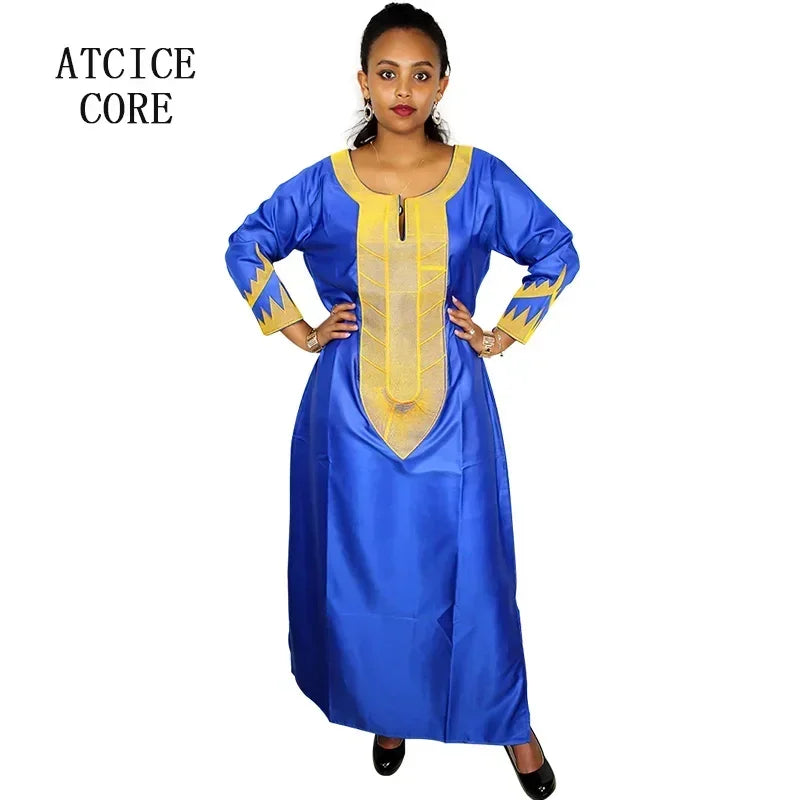 Buy African Dresses For Woman Soft Material Embroidery Design Long Dress Without Scarf for only $14.23 at Flexi Africa!