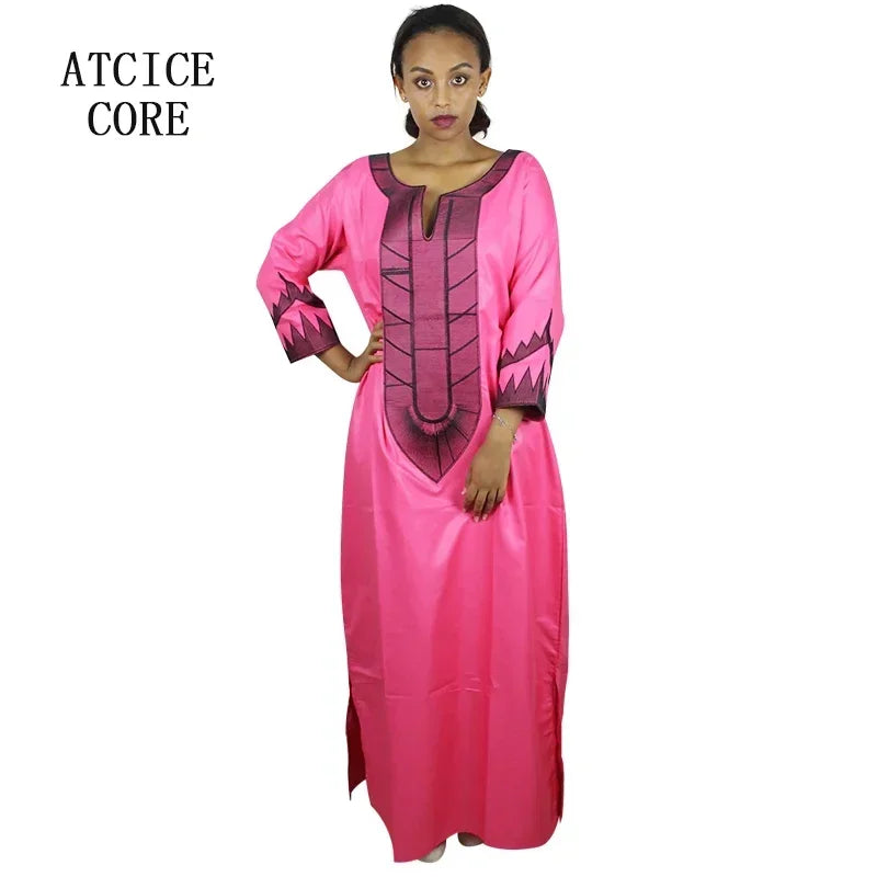 African Dresses For Woman Soft Material Embroidery Design Long Dress Without Scarf