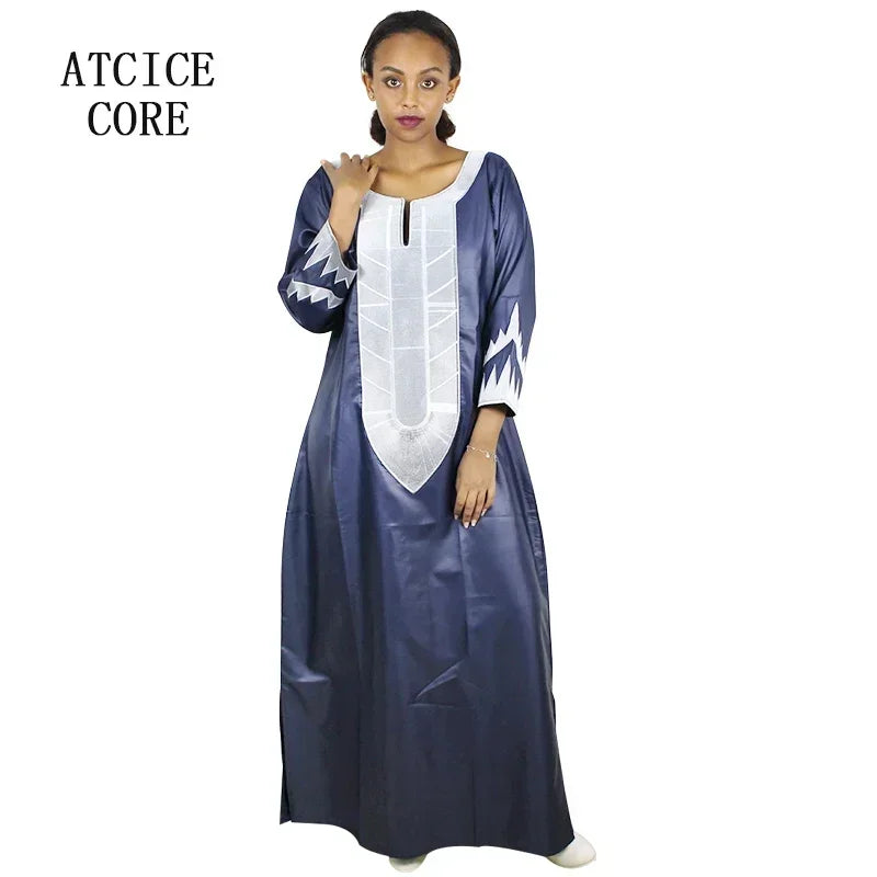 African Dresses For Woman Soft Material Embroidery Design Long Dress Without Scarf