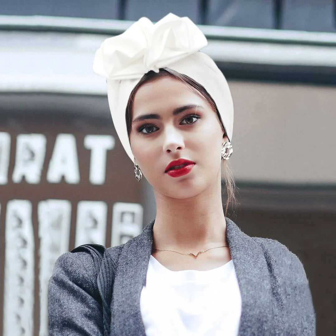 Fashion African-style headgear, women's headdresses, Muslim-style soft Hijab, monochromatic colored mirror hats in Muslim style