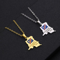 Africa Democratic Republic of Congo Map Pendant Necklace Stainless Steel Unisex Congolese Ethnic - Free Delivery Worldwide