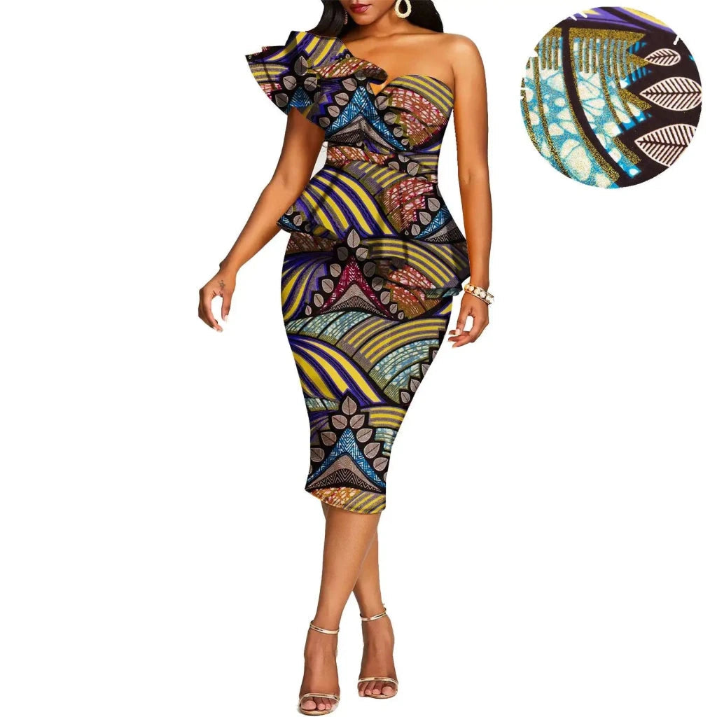 African 2 Piece Set for Women Crop Top + Print Skrit Set Ankara Clothing Dashiki Outfits Blouse Shirt Midi Skirt Casual S1926100 - Free Delivery Worldwide only at Flexi Africa