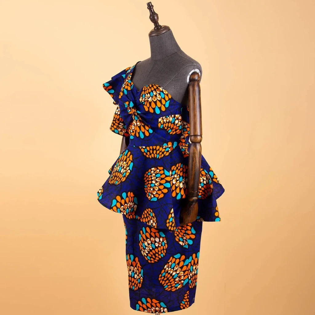 African 2 Piece Set for Women Crop Top + Print Skrit Set Ankara Clothing Dashiki Outfits Blouse Shirt Midi Skirt Casual S1926100 - Free Delivery Worldwide only at Flexi Africa