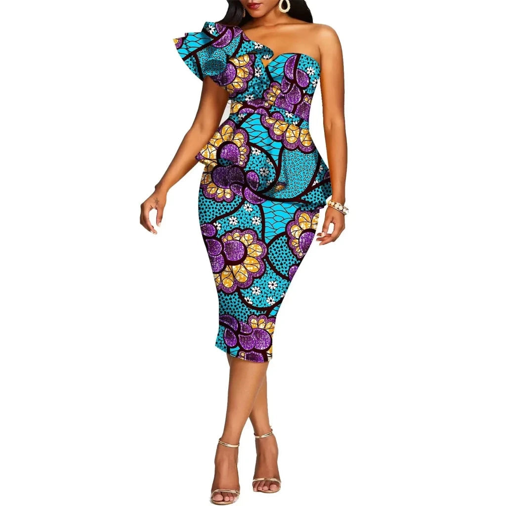 African 2 Piece Set for Women Crop Top + Print Skrit Set Ankara Clothing Dashiki Outfits Blouse Shirt Midi Skirt Casual S1926100 - Free Delivery Worldwide only at Flexi Africa