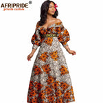 African Ankara Off Shoulder Maxi Dress – Deep V - Neck High Waist Long Dress - Free Delivery Worldwide only at Flexi Africa