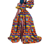 African Ankara Print Maxi Dress for Women – Dashiki Long Split Elegant Party Wear - Free Delivery Worldwide only at Flexi Africa