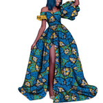 African Ankara Print Maxi Dress for Women – Dashiki Long Split Elegant Party Wear - Free Delivery Worldwide only at Flexi Africa