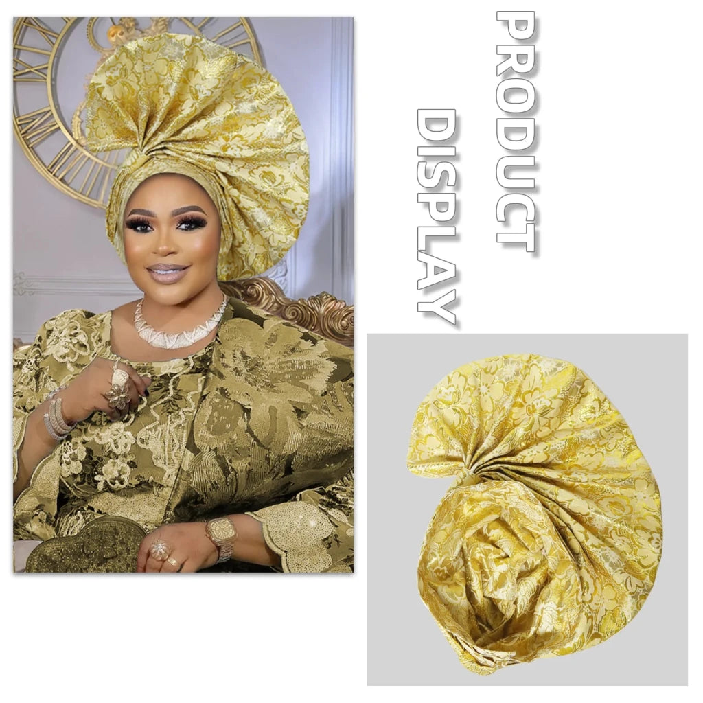 African Auto Gele Headwrap – Bold Fan - Shaped Ready - Made Headtie for Women - Free Delivery Worldwide only at Flexi Africa