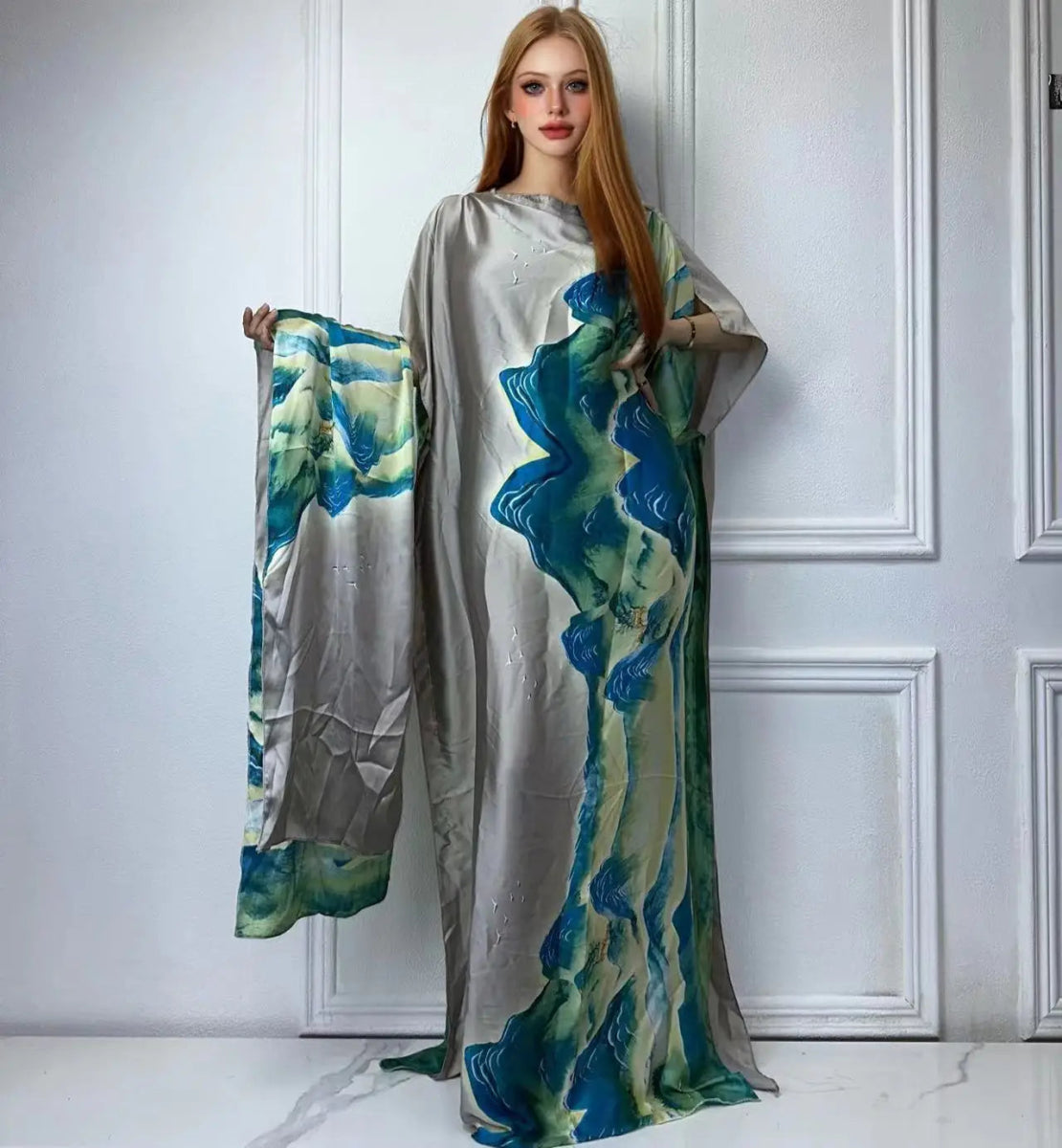 African Boho Summer Kaftan Dress – Printed Loose Fit with Belt, Beach & Holiday Wear - Free Delivery Worldwide
