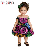 African Clothes for Kids Girls – Ankara Print Slash Neck Party Dress with Bow Headband - Free Delivery Worldwide only at Flexi Africa