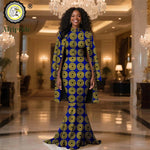 African Clothes for Women 2PC Set – Single Breasted Jacket and Zipper Maxi Dress Ankara Print Outfit - Free Delivery Worldwide only at Flexi Africa