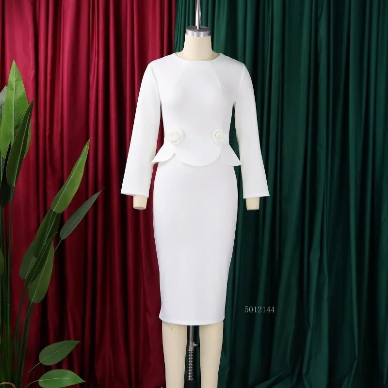 African Dashiki Midi Dress for Women – Elegant Autumn Winter Traditional Dress - Free Delivery Worldwide only at Flexi Africa