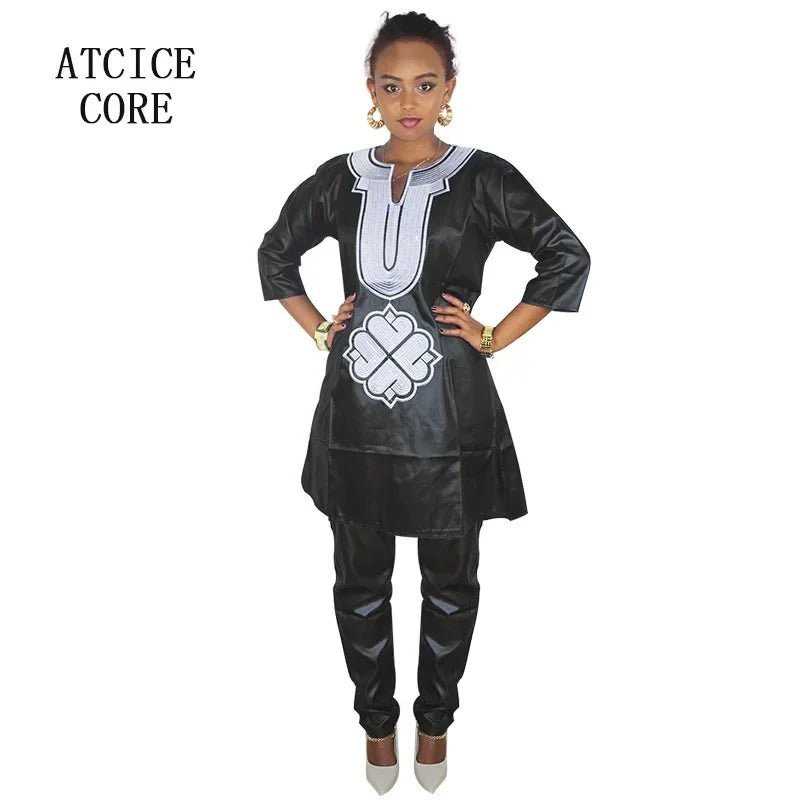 African Dress For Woman Soft Material Emboridery Design Top And Pants - Free Delivery Worldwide only at Flexi Africa