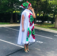 African Dresses for Women 2024 New African Clothes White Print Traditional Robe Africa Long Dress - Free Delivery Worldwide only at Flexi Africa