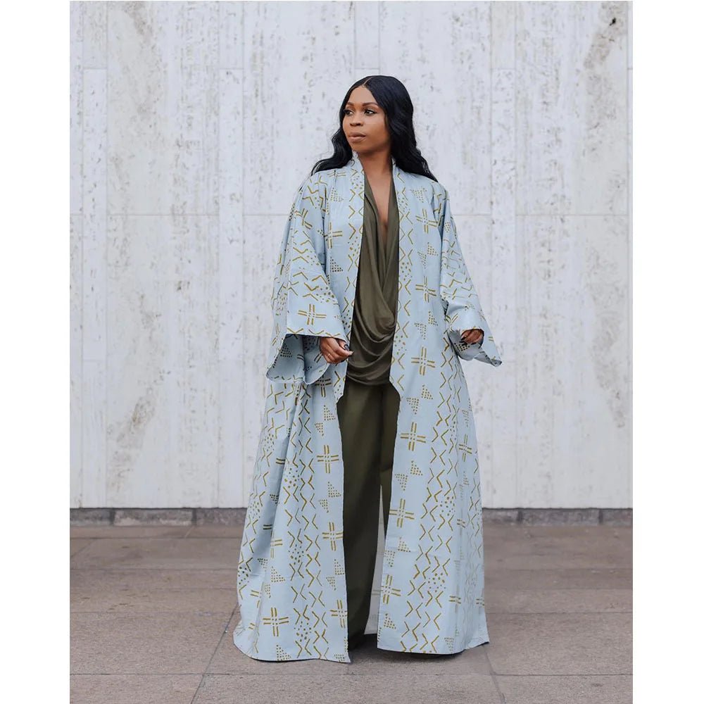 African Dresses for Women African Ethnic Print Loose Long Trench Coat Streetwear Dashiki African Clothes - Flexi Africa