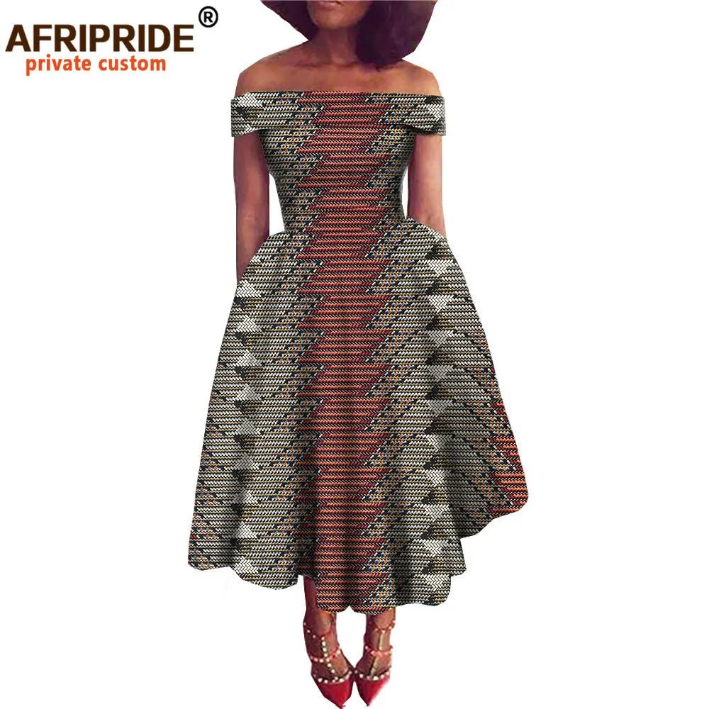 African Dresses for Women Ankara Print Off Shoulder Traditional African Clothing Strapless Dress Ankara Attire A722516 - Free Delivery Worldwide only at Flexi Africa