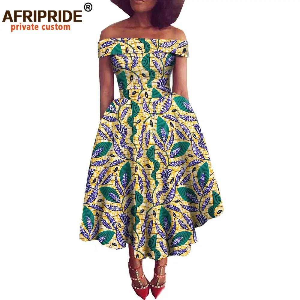 African Dresses for Women Ankara Print Off Shoulder Traditional African Clothing Strapless Dress Ankara Attire A722516 - Free Delivery Worldwide only at Flexi Africa