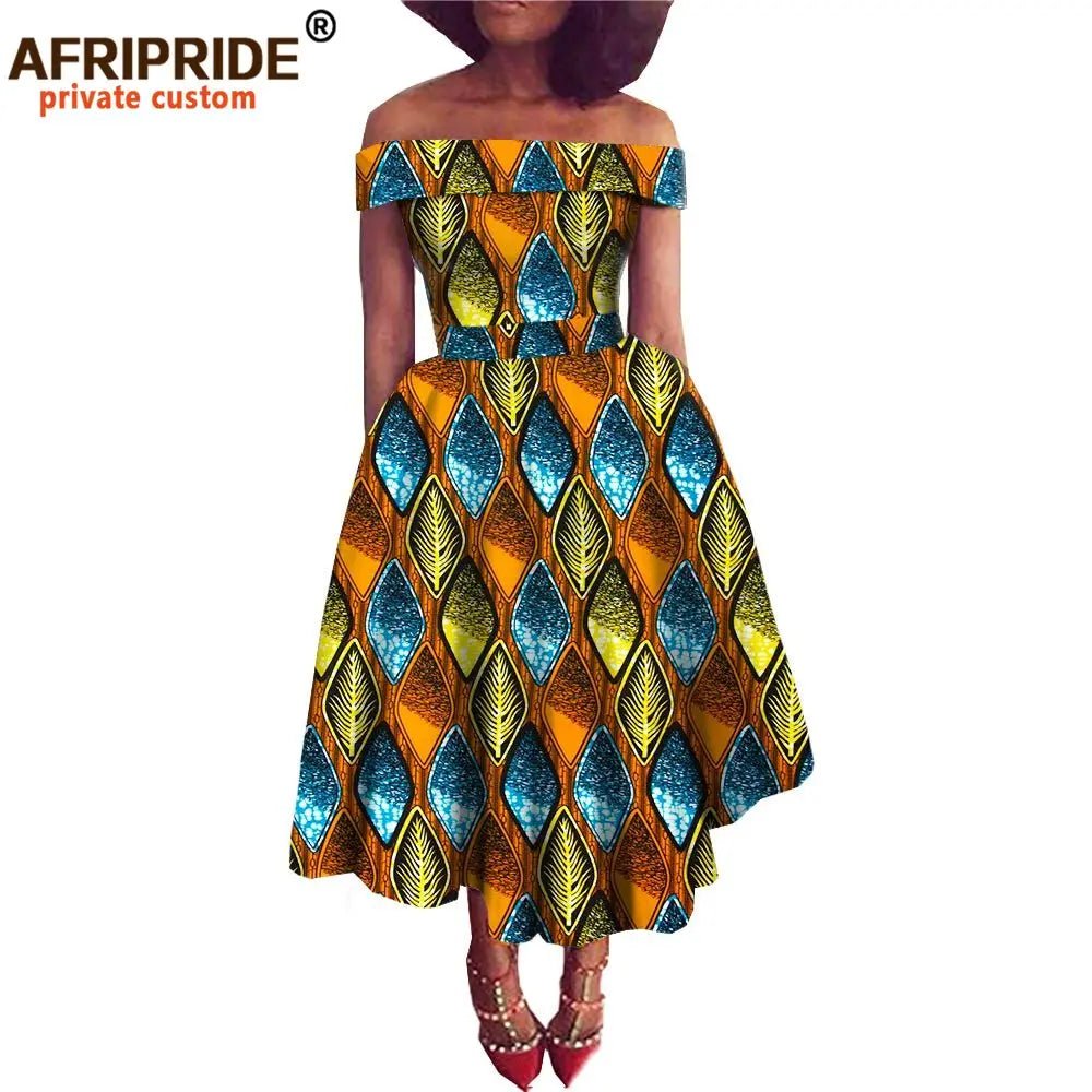 African Dresses for Women Ankara Print Off Shoulder Traditional African Clothing Strapless Dress Ankara Attire A722516 - Free Delivery Worldwide only at Flexi Africa