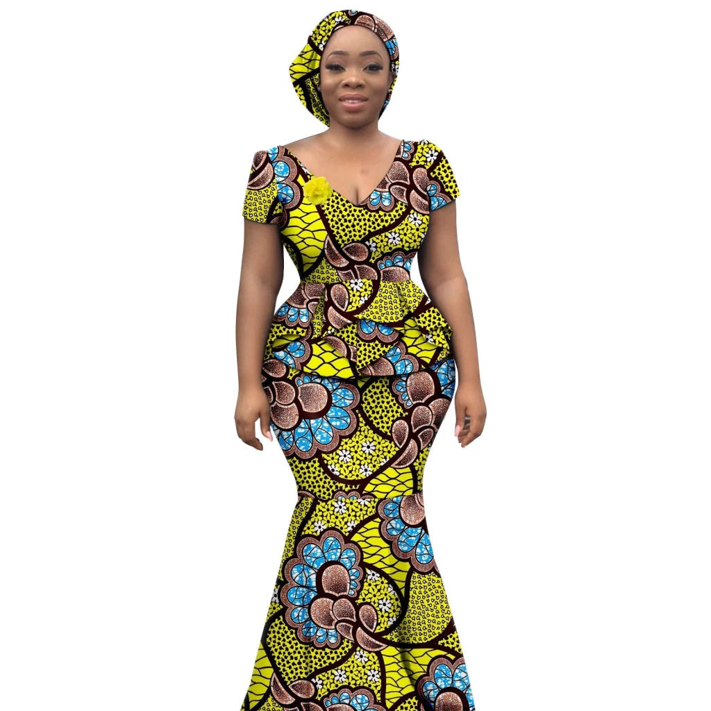 Buy Elegant African Dress – Women’s Printed V-Neck Office, Party & Evening Occasion Dress for only $73.76 at Flexi Africa!