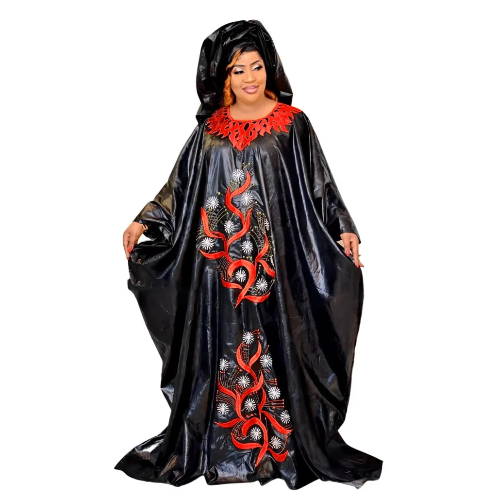 African Maxi Dress for Women – Plus Size Elegant Long Dress with Matching Scarf Free Delivery Worldwide only at Flexi Africa