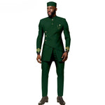 African Ethnic New Men's Casual Suit - Refined and Fitted Style - Party Dress - Fashionable Men's Clothing (Top + Pants + Hat) - Free Delivery Worldwide only at Flexi Africa