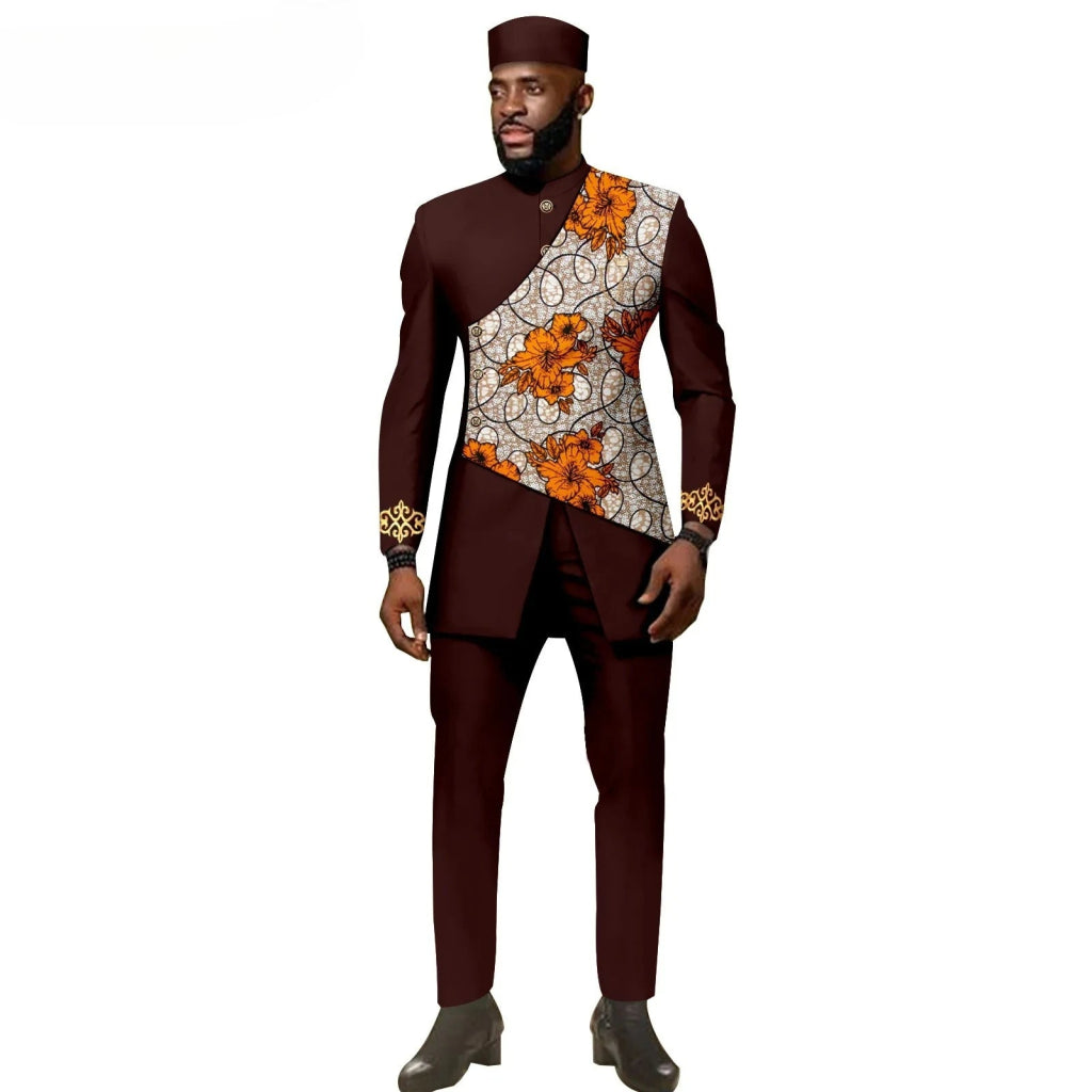 African Ethnic New Style Men's Suit - Elegant and Fitted Design - Fashionable Men's Clothing - Free Delivery Worldwide