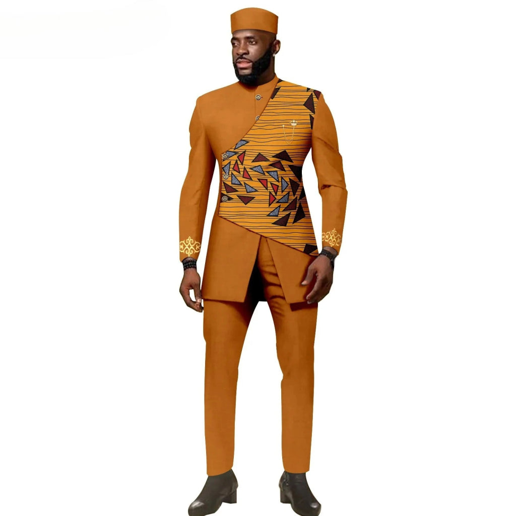 African Ethnic New Style Men's Suit - Elegant and Fitted Design - Fashionable Men's Clothing - Free Delivery Worldwide