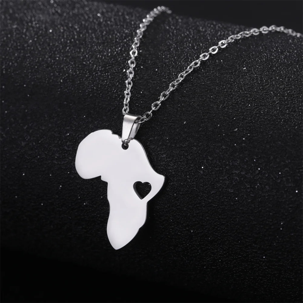 African Heart Stainless Steel Necklace: Symbolic South Africa Map Pendant - Flexi Africa - Free Delivery www.flexiafrica.com