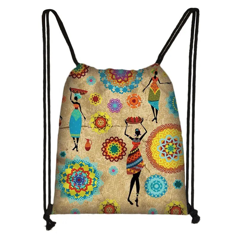 African Inspired Drawstring Backpack: Traditional Prints for Boys, Girls, and Travelers - Flexi Africa - Flexi Africa offers Free Delivery Worldwide - Vibrant African traditional clothing showcasing bold prints and intricate designs