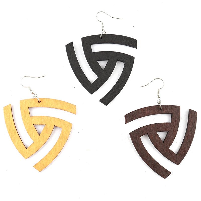 African Laser Cut Wooden Drop Earrings – Mix & Match Shapes Available - Free Delivery Worldwide only at Flexi Africa