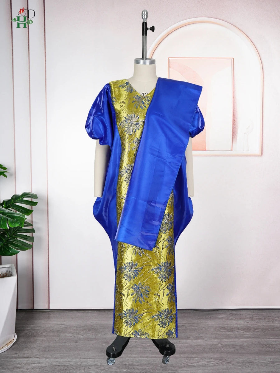 African Luxury Gown – Rich Embroidery Boubou Robe for Special Occasions - Free Delivery Worldwide only at Flexi Africa