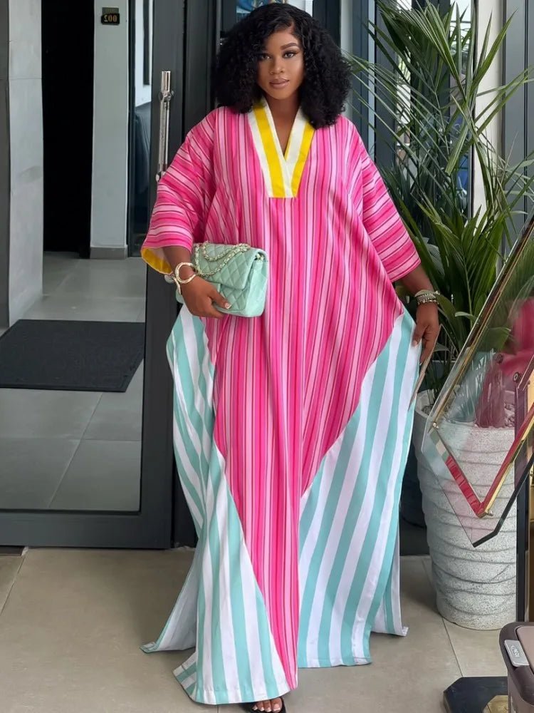 African Maxi Dress for Women – 3/4 Sleeve Dashiki Abaya Style Ankara Dress - Free Delivery Worldwide only at Flexi Africa