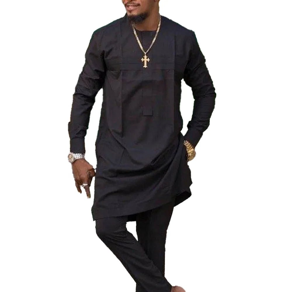 African Men’s Traditional 2 - Piece Set – Designer Tunic & Pants, Ethnic Dashiki Style - Free Delivery Worldwide only at Flexi Africa
